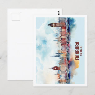 Edinburgh Scotland Famous Travel Place Waterverf Briefkaart