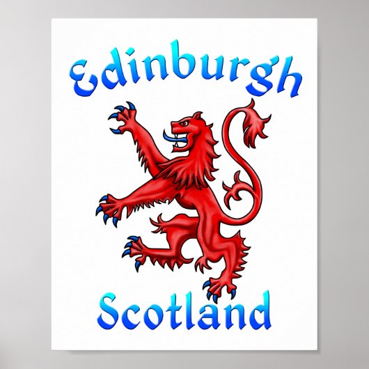 Edinburgh Scotland Lion Rampant Scottish Flag Poster (Voorkant)