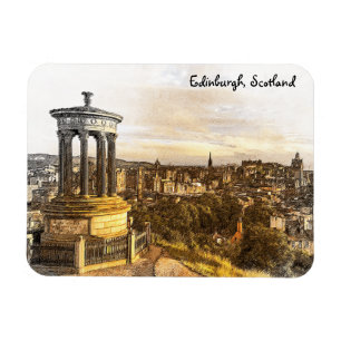 Edinburgh Scotland Panorama Uitzicht Vintage Trave Magneet