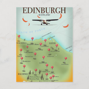 Edinburgh Scotland  style map poster print Briefkaart