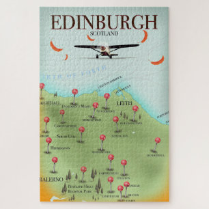 Edinburgh Scotland style map poster print Legpuzzel