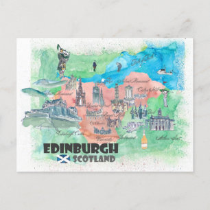 Edinburgh Scotland Travel Map Briefkaart