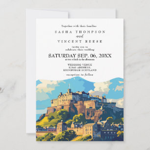 Edinburgh Scotland Wedding Invitation Retro Kaart