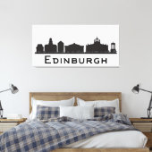 Edinburgh Scotland | Zwarte en witte veldlijn Canvas Afdruk (Insitu (Slaapkamer))