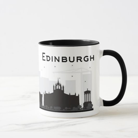 Edinburgh Scotland | Zwarte en witte veldlijn Mok (Rechts)