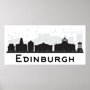 Edinburgh Scotland Zwarte en witte veldlijn Poster