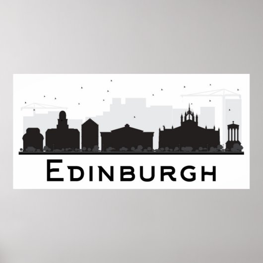 Edinburgh Scotland | Zwarte en witte veldlijn Poster (Voorkant)