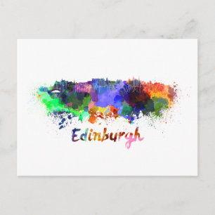 Edinburgh skyline in waterverf briefkaart