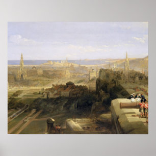 Edinburgh van het kasteel, 1847 (olie op canvas) poster
