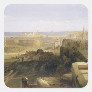 Edinburgh van het kasteel, 1847 (olie op canvas) vierkante sticker