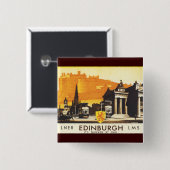 Edinburgh via LNER Rail Poster Vierkante Button 5,1 Cm (Voorkant /achterkant)