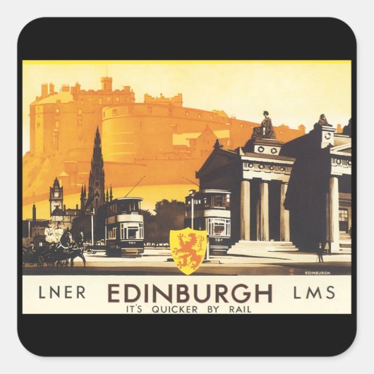 Edinburgh via LNER Rail Poster Vierkante Sticker (Voorkant)