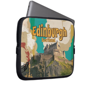 Edinburgh Vintage Travel Poster Laptop Sleeve