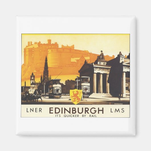 Edinburgh Vintage Travel Poster Magneet (Voorkant)