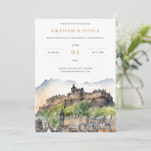 Edinburgh Watercolor Uitnodiging (Staand voorkant)