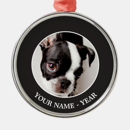 Edison Boston Terrier puppy. Metalen Ornament (Voorkant)
