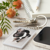 Edison Boston Terrier puppy. Sleutelhanger (Voorkant Rechts)