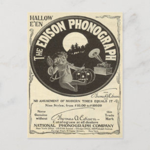 Edison Fonograaf Halloween Advertentie Jack O Lant Briefkaart