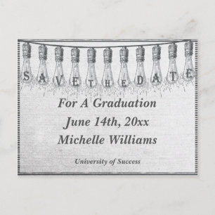 Edison gloeilamp Afstuderen Bewaar de datum Aankondigingskaart