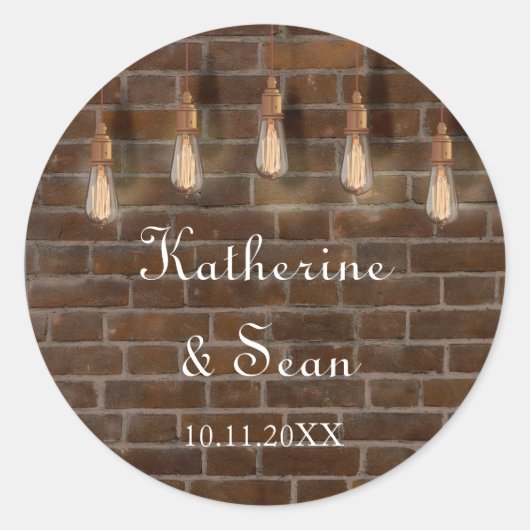  Edison Lightbulbs Industrieel Chic Ronde Sticker (Voorkant)