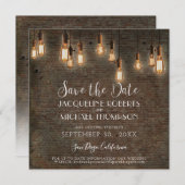  Edison Lights Brick Industrial Warehouse Save The Date (Voorkant / Achterkant)