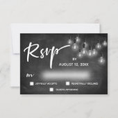 Edison Lights Chalkboard Moderne Calligraphie RSVP (Devant)