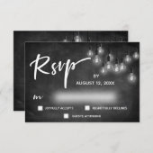 Edison Lights Chalkboard Moderne Calligraphie RSVP (Devant / Derrière)