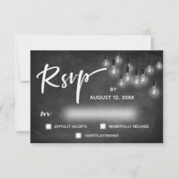 Edison Lights Chalkboard Moderne Calligraphie RSVP