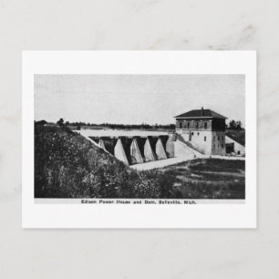 Edison Power House en Dam Belleville, Michigan Briefkaart