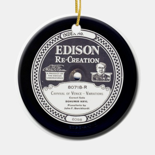 "EDISON Re-Creation" Antiek mini Record Ornament (Voorkant)