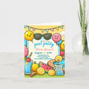 Editab PoolParty Verjaardag voor Kids Fun Summer S