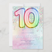 Editable 10e anniversaire Invitation Modèle Rainbo (Devant)