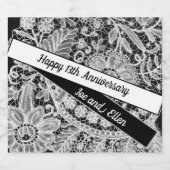 Editable 13th Wedding Jubileum, Lace Sparkling Wijnetiket (Enkel label)