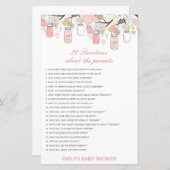 Editable 20 Vragen over het Baby shower van Ouders (Voorkant / Achterkant)