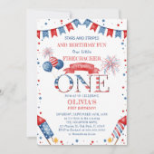 EDITABLE 4 juli Eerste Verjaardag Uitnodiging (Voorkant)