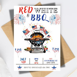 EDITABLE 4 juli Uitnodiging van het Feest, Rood Wi