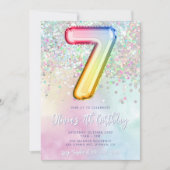 Editable 7e anniversaire Invitation Modèle Rainbow (Devant)