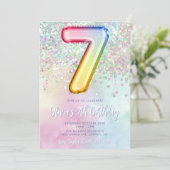 Editable 7e anniversaire Invitation Modèle Rainbow (Debout devant)