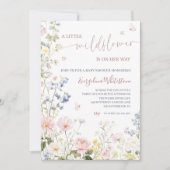 Editable A Little Wildflower Baby Shower Invitatio Kaart (Voorkant)