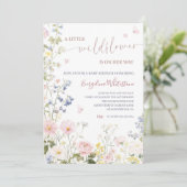 Editable A Little Wildflower Baby Shower Invitatio Kaart (Staand voorkant)