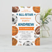 Editable All Star Sports Birthday Invitation (Debout devant)