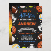 Editable All Star Sports Invitation Anniversaire (Devant / Derrière)