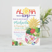 Editable Aloha Kinderen Birthday Kaart (Staand voorkant)
