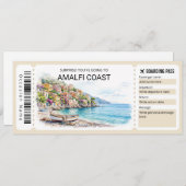 Editable Amalfi Coast Trip Boarding Pass Ticket Kaart (Voorkant / Achterkant)