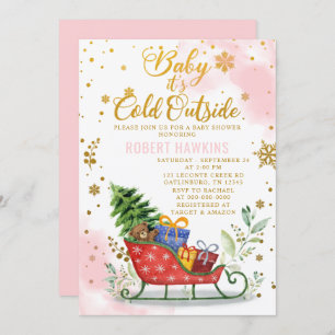 Editable Baby its Cold Outside Winter Baby shower Kaart