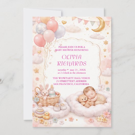 Editable Baby Shower Invitation Template  Kaart (Voorkant)