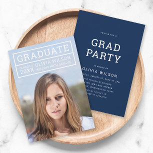 Editable Back Color Modern Grid Photo Afstudeerder Kaart