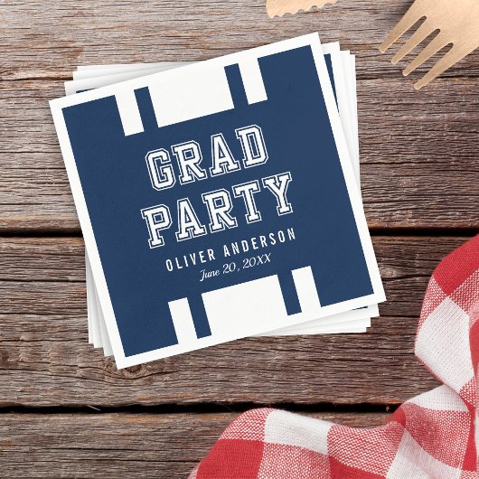 Editable Background Color Varsity Graduation Party Servet
