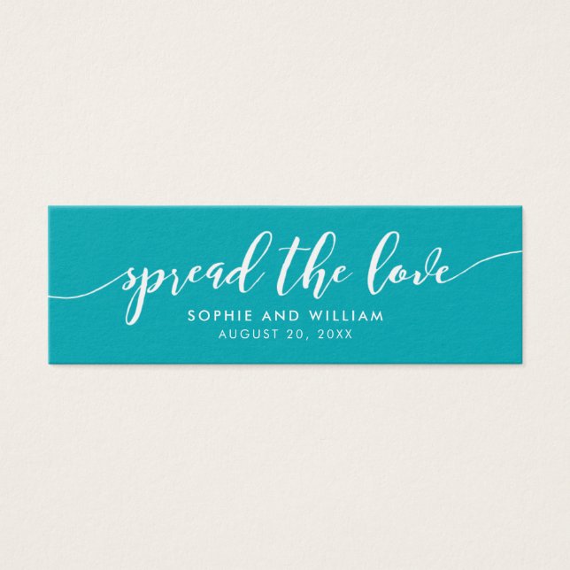 Editable Background Script Spread the Love Wedding Mini Visitekaartjes (Voorkant)