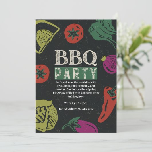 Editable Backyard BBQ Game Night Invitation  (Debout devant)